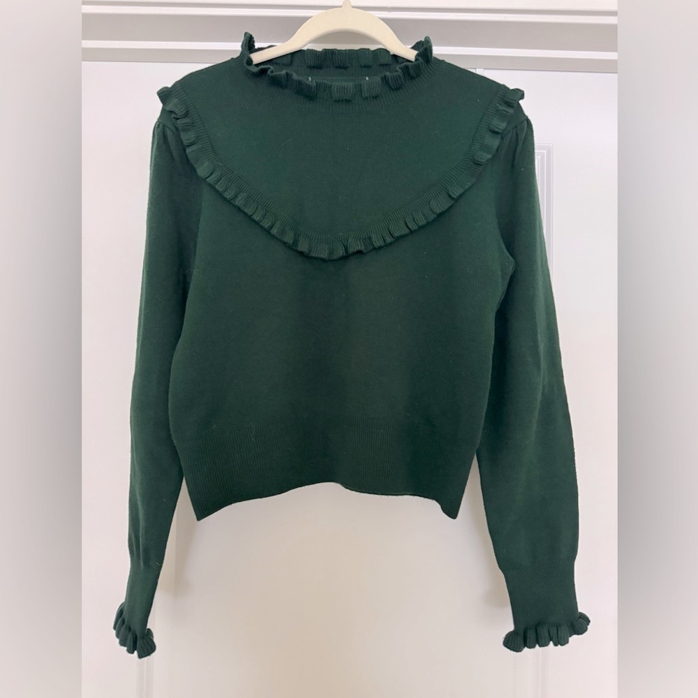 French connection dark green riffle neck sweater